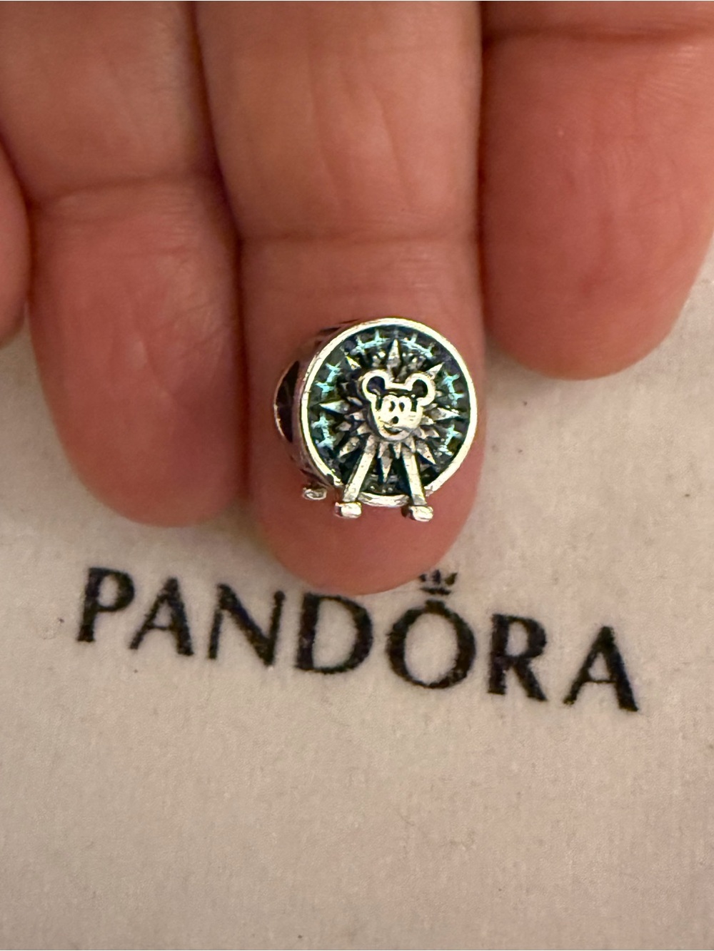 Pandora charm on snake chain bracelet